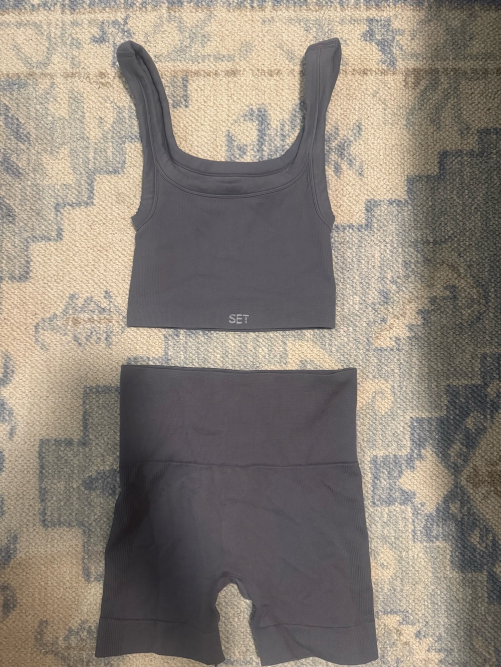 SET Active Charcoal Gray Seamless Crop Tank & High-Waist Shorts